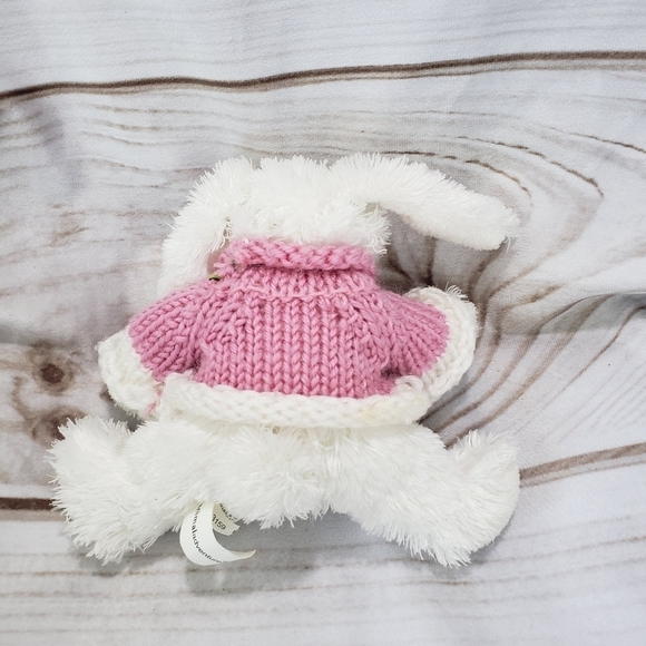 Animal Adventure Silky White Bunny Rabbit Pink Tulip Sweater 5 Inch Plush Toy 09 - Picture 5 of 9